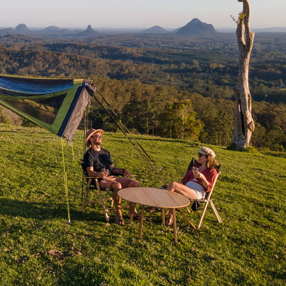 Zempire Kitpac Round V2 Bamboo Camp Table BOTTLE OPENER BUILT-IN