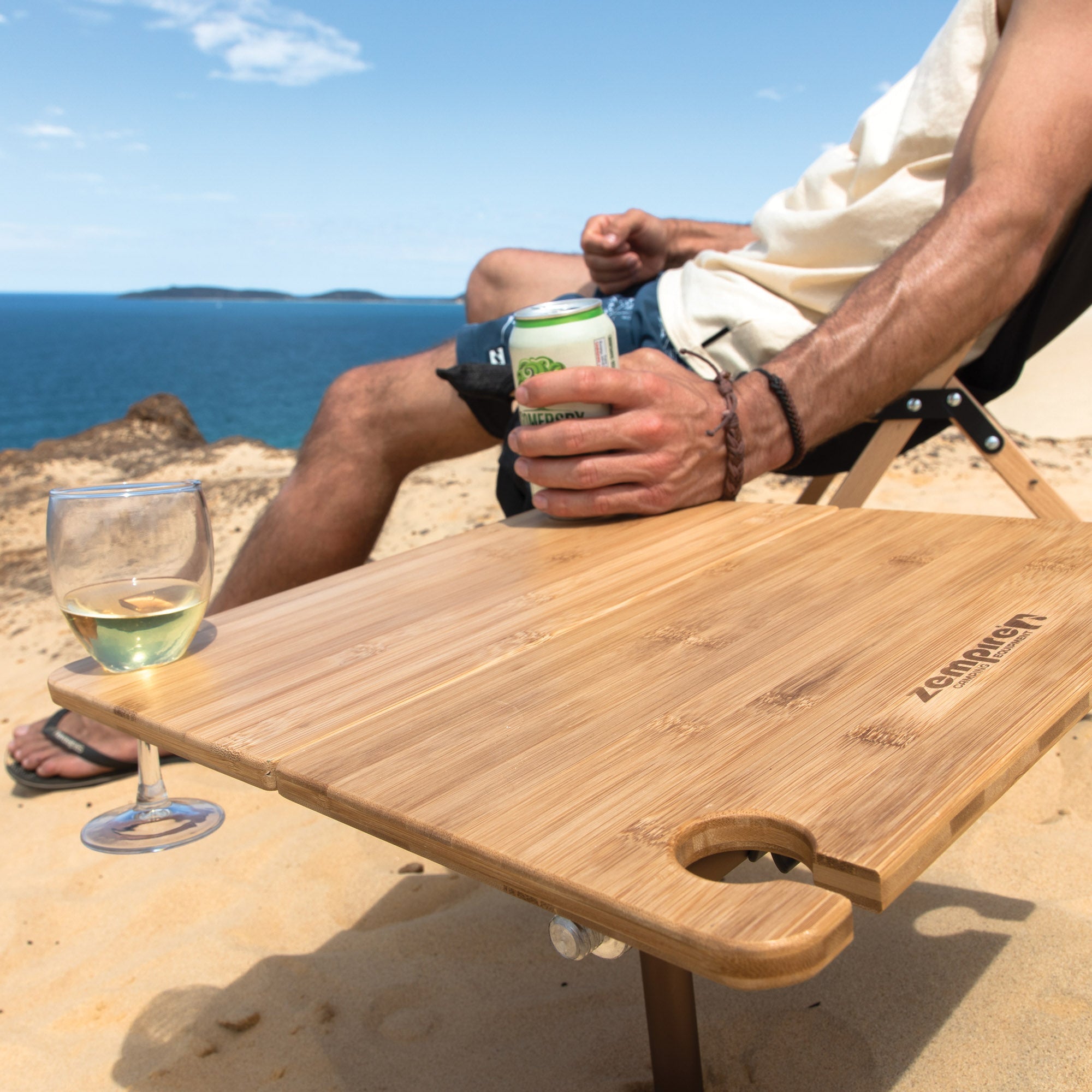 Zempire Kitpac Spike Bamboo Camp Table BOTTLE OPENER BUILT-IN